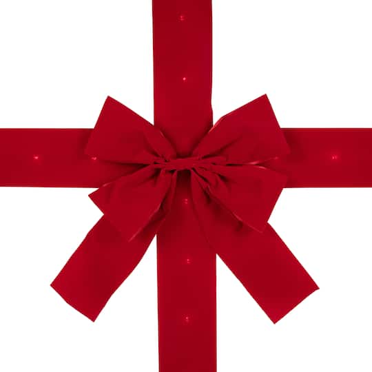 Michaels, 14ft. Pre-Lit Battery Operated Red Velvet Christmas Door Bow – Category: Outdoor Christmas Decorations